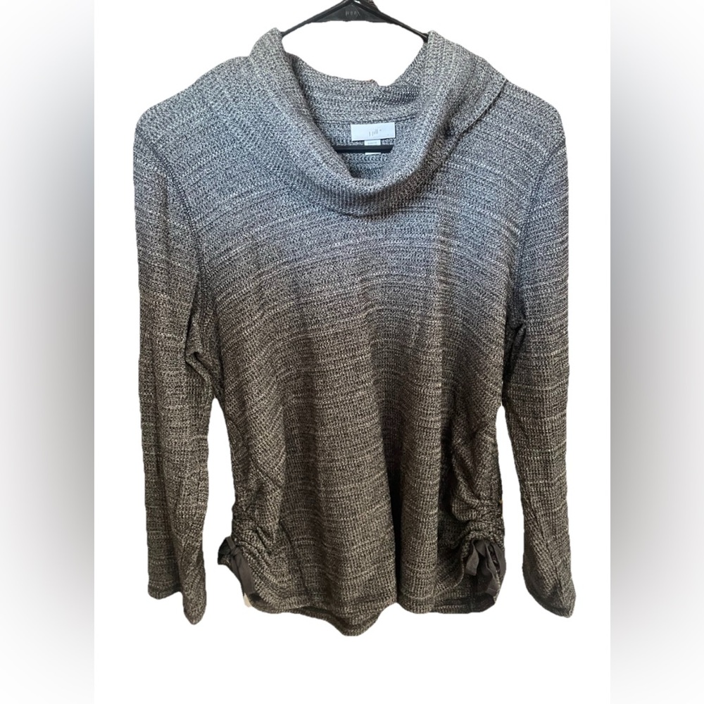 J. Jill Cowl Neck Side Tie Waffle Knit Pullover Sweater Size Large